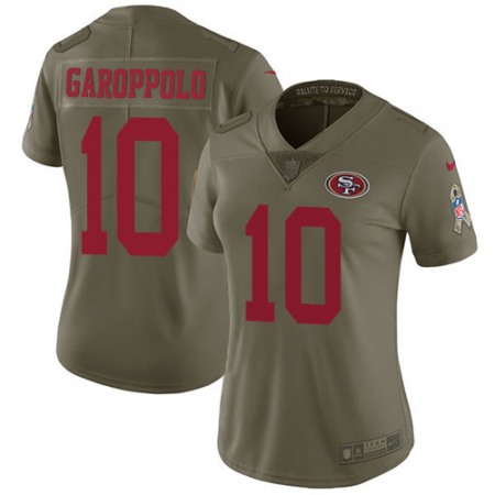 Nike 49ers #10 Jimmy Garoppolo Olive Women's Stitched NFL Limited 2017 Salute to Service Jersey