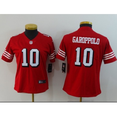 Nike 49ers #10 Jimmy Garoppolo Red Team Color Women's Stitched NFL Vapor Untouchable Limited II Jersey
