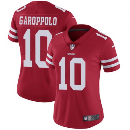 Nike 49ers #10 Jimmy Garoppolo Red Team Color Women's Stitched NFL Vapor Untouchable Limited Jersey