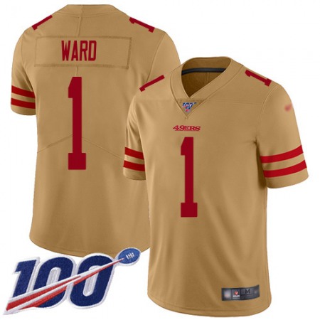 Nike 49ers #1 Jimmie Ward Gold Youth Stitched NFL Limited Inverted Legend 100th Season Jersey