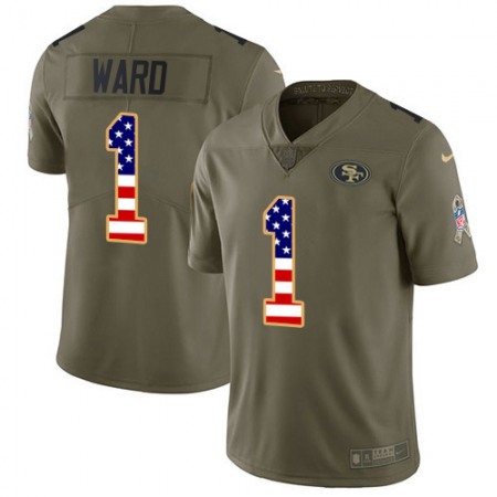 Nike 49ers #1 Jimmie Ward Olive/USA Flag Youth Stitched NFL Limited 2017 Salute To Service Jersey