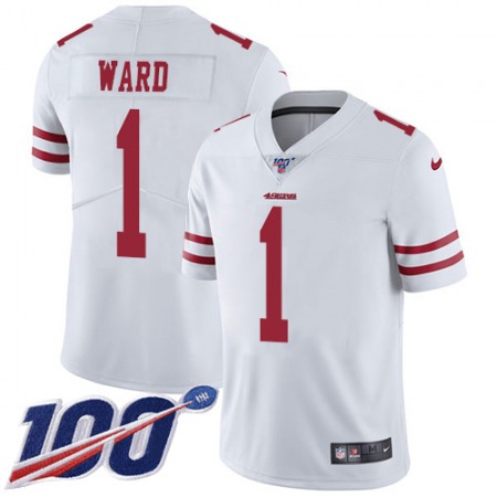 Nike 49ers #1 Jimmie Ward White Youth Stitched NFL 100th Season Vapor Limited Jersey