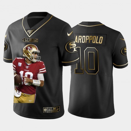 San Francisco 49ers #10 Jimmy Garoppolo Nike Team Hero 2 Vapor Limited NFL 100 Jersey Black Golden