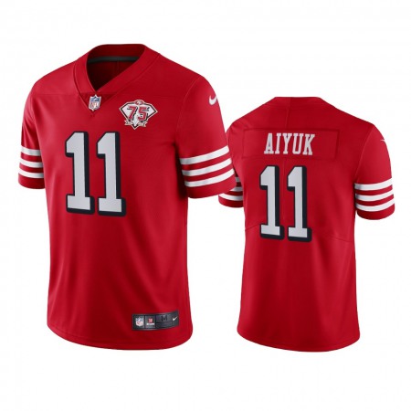 Nike 49ers #11 Brandon Aiyuk Red Rush Youth 75th Anniversary Stitched NFL Vapor Untouchable Limited Jersey