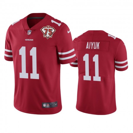 Nike 49ers #11 Brandon Aiyuk Red Youth 75th Anniversary Stitched NFL Vapor Untouchable Limited Jersey
