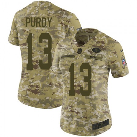 Nike 49ers #13 Brock Purdy Camo Women's Stitched NFL Limited 2018 Salute To Service Jersey