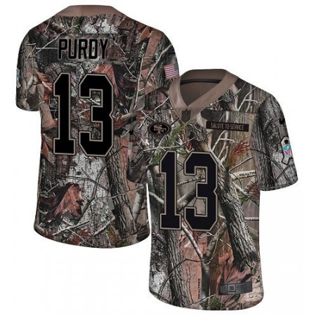 Nike 49ers #13 Brock Purdy Camo Youth Stitched NFL Limited Rush Realtree Jersey