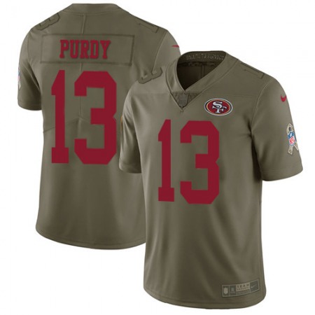 Nike 49ers #13 Brock Purdy Olive Youth Stitched NFL Limited 2017 Salute to Service Jersey