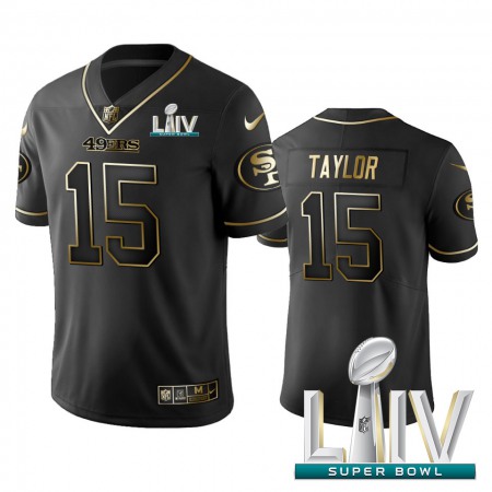 Nike 49ers #15 Trent Taylor Black Golden Super Bowl LIV 2020 Limited Edition Stitched NFL Jersey