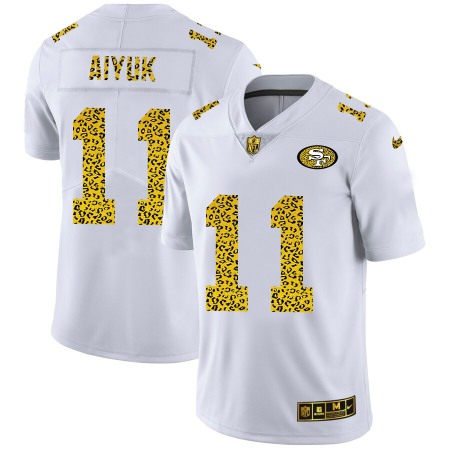 San Francisco 49ers #11 Brandon Aiyuk Men's Nike Flocked Leopard Print Vapor Limited NFL Jersey White