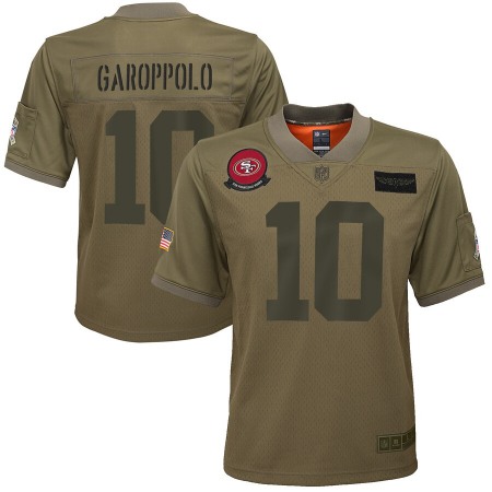 Youth San Francisco 49ers #10 Jimmy Garoppolo Nike Camo 2019 Salute to Service Game Jersey