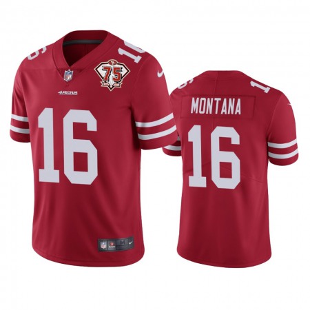 Nike 49ers #16 Joe Montana Red Men's 75th Anniversary Stitched NFL Vapor Untouchable Limited Jersey