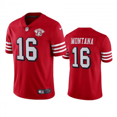 Nike 49ers #16 Joe Montana Red Rush Men's 75th Anniversary Stitched NFL Vapor Untouchable Limited Jersey