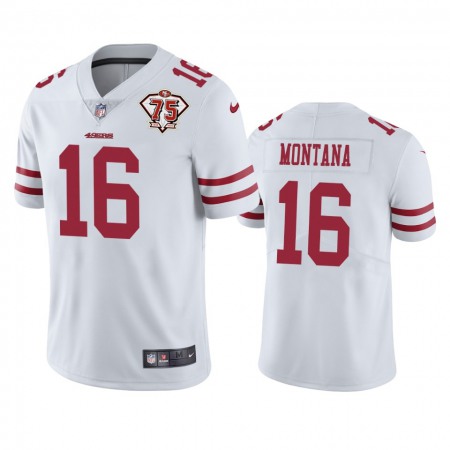 Nike 49ers #16 Joe Montana White Men's 75th Anniversary Stitched NFL Vapor Untouchable Limited Jersey