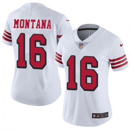 Nike 49ers #16 Joe Montana White Rush Women's Stitched NFL Vapor Untouchable Limited Jersey