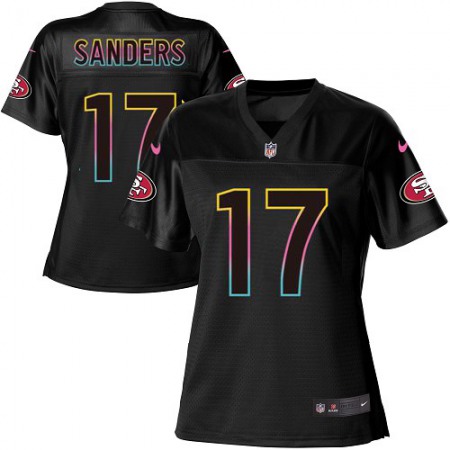 Nike 49ers #17 Emmanuel Sanders Black Women's NFL Fashion Game Jersey