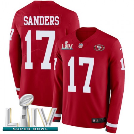Nike 49ers #17 Emmanuel Sanders Red Super Bowl LIV 2020 Team Color Youth Stitched NFL Limited Therma Long Sleeve Jersey