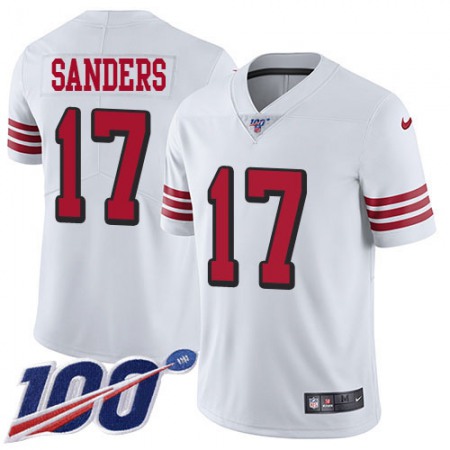 Nike 49ers #17 Emmanuel Sanders White Rush Youth Stitched NFL Limited 100th Season Jersey