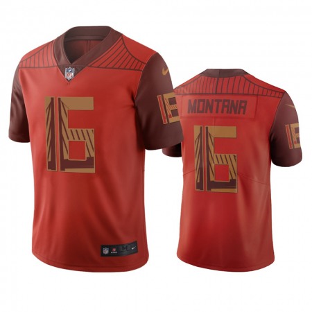 San Francisco 49ers #16 Joe Montana Orange Vapor Limited City Edition NFL Jersey