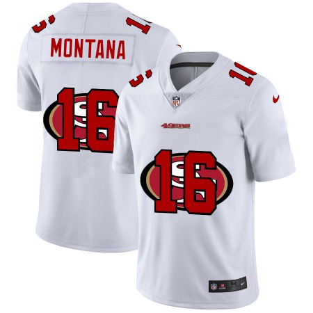San Francisco 49ers #16 Joe Montana White Men's Nike Team Logo Dual Overlap Limited NFL Jersey