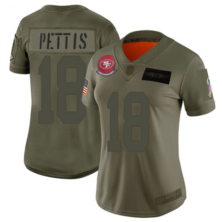 Nike 49ers #18 Dante Pettis Camo Women's Stitched NFL Limited 2019 Salute to Service Jersey