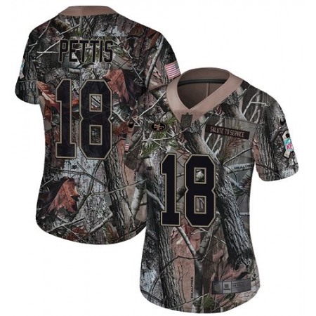 Nike 49ers #18 Dante Pettis Camo Women's Stitched NFL Limited Rush Realtree Jersey