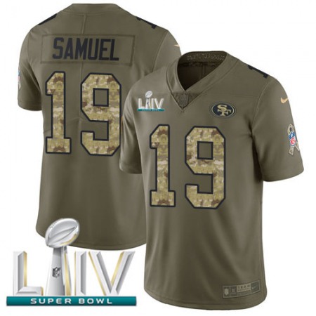 Nike 49ers #19 Deebo Samuel Olive/Camo Super Bowl LIV 2020 Youth Stitched NFL Limited 2017 Salute To Service Jersey