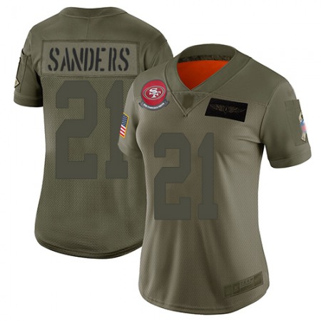 Nike 49ers #21 Deion Sanders Camo Women's Stitched NFL Limited 2019 Salute to Service Jersey