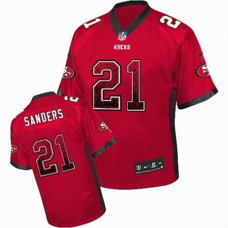 Nike 49ers #21 Deion Sanders Red Team Color Youth Stitched NFL Elite Drift Fashion Jersey
