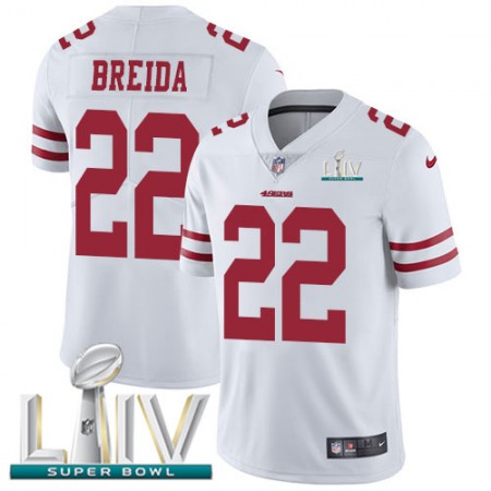 Nike 49ers #22 Matt Breida White Super Bowl LIV 2020 Men's Stitched NFL Vapor Untouchable Limited Jersey