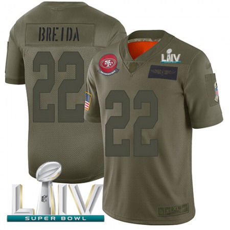 Nike 49ers #22 Matt Breida Camo Super Bowl LIV 2020 Youth Stitched NFL Limited 2019 Salute To Service Jersey