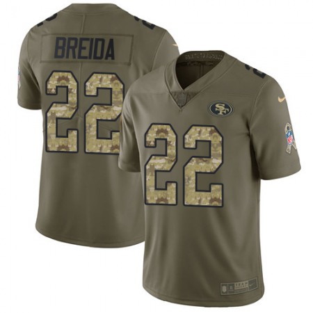 Nike 49ers #22 Matt Breida Olive/Camo Youth Stitched NFL Limited 2017 Salute to Service Jersey