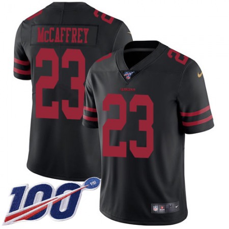 Nike 49ers #23 Christian McCaffrey Black Alternate Men's Stitched NFL 100th Season Vapor Limited Jersey