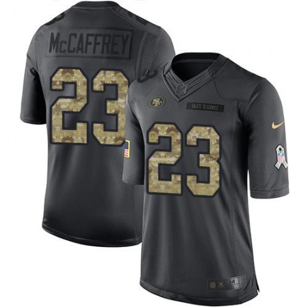 Nike 49ers #23 Christian McCaffrey Black Men's Stitched NFL Limited 2016 Salute to Service Jersey