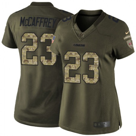 Nike 49ers #23 Christian McCaffrey Green Women's Stitched NFL Limited 2015 Salute To Service Jersey