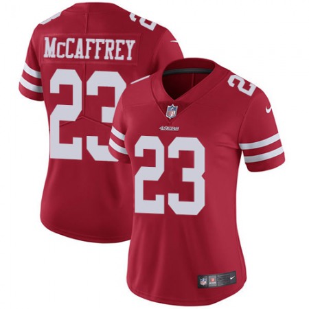 Nike 49ers #23 Christian McCaffrey Red Team Color Women's Stitched NFL Vapor Untouchable Limited Jersey