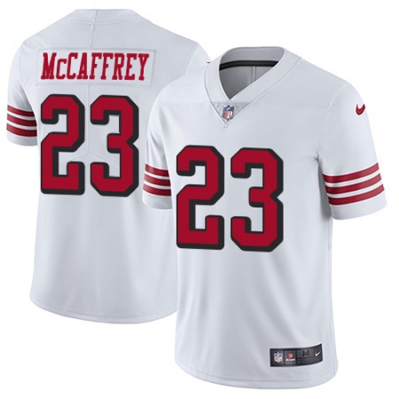 Nike 49ers #23 Christian McCaffrey White Rush Men's Stitched NFL Vapor Untouchable Limited Jersey