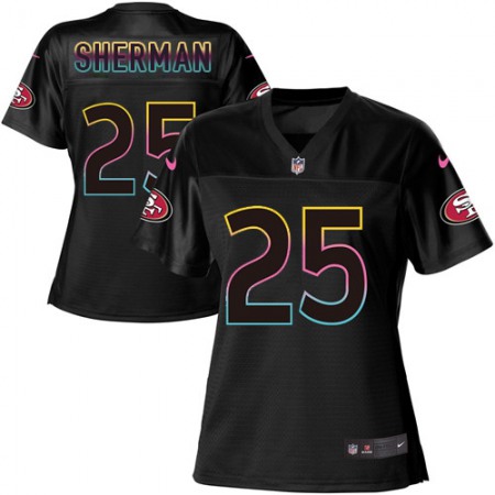 Nike 49ers #25 Richard Sherman Black Women's NFL Fashion Game Jersey