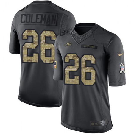 Nike 49ers #26 Tevin Coleman Black Men's Stitched NFL Limited 2016 Salute to Service Jersey