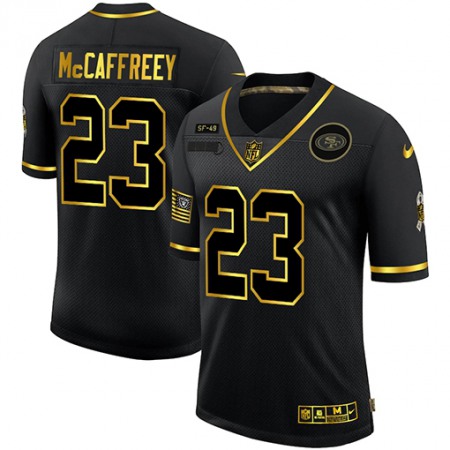 San Francisco 49ers #23 Christian McCaffrey Men's Nike 2020 Salute To Service Golden Limited NFL Jersey Black