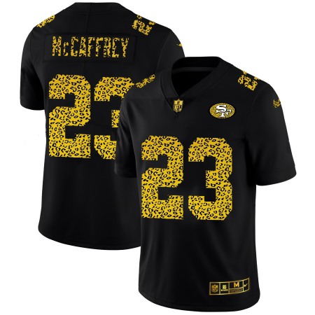 San Francisco 49ers #23 Christian McCaffrey Men's Nike Leopard Print Fashion Vapor Limited NFL Jersey Black