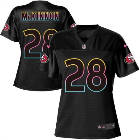 Nike 49ers #28 Jerick McKinnon Black Women's NFL Fashion Game Jersey
