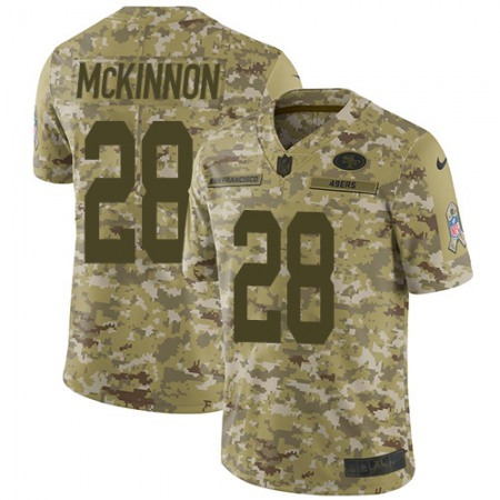 Nike 49ers #28 Jerick McKinnon Camo Youth Stitched NFL Limited 2018 Salute to Service Jersey