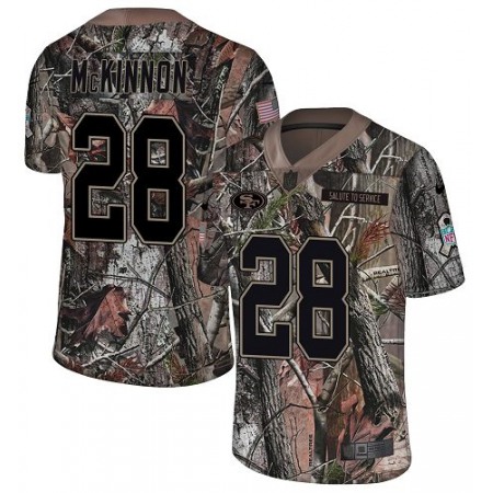 Nike 49ers #28 Jerick McKinnon Camo Youth Stitched NFL Limited Rush Realtree Jersey