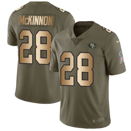 Nike 49ers #28 Jerick McKinnon Olive/Gold Youth Stitched NFL Limited 2017 Salute to Service Jersey