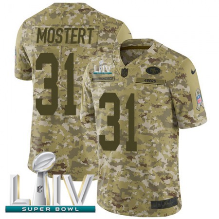 Nike 49ers #31 Raheem Mostert Camo Super Bowl LIV 2020 Youth Stitched NFL Limited 2018 Salute To Service Jersey