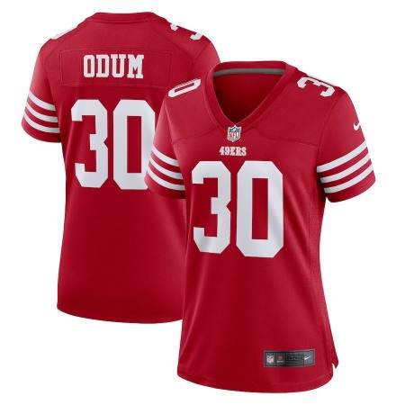 San Francisco 49ers #30 George Odum Scarlet Women's 2022-23 Nike NFL Game Jersey