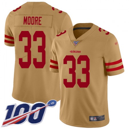 Nike 49ers #33 Tarvarius Moore Gold Men's Stitched NFL Limited Inverted Legend 100th Season Jersey