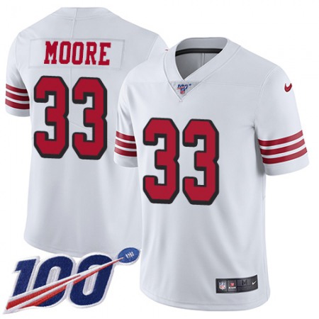 Nike 49ers #33 Tarvarius Moore White Rush Youth Stitched NFL Limited 100th Season Jersey