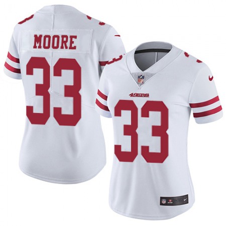 Nike 49ers #33 Tarvarius Moore White Women's Stitched NFL Vapor Untouchable Limited Jersey